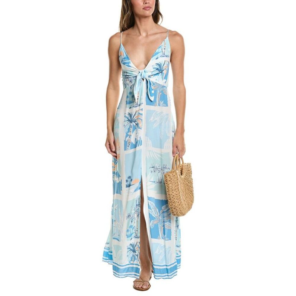 Surf Gypsy Womens Printed Crepe Maxi Dress, Blue